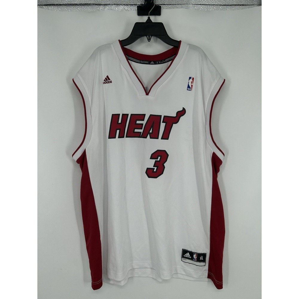 Dwyane Wade Miami Heat‎ White Jersey Adidas #3 Basketball NBA Mens Size XL